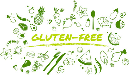 gluten-free, healthy and well-balanced diet design - vector illustration