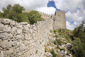 Fototapeta na wymiar defensive wall of Sesimbra castle, Setubal district, Portugal