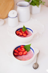 strawberry souffle on the table