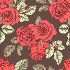 Seamless pattern with roses Vintage design