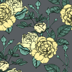 Seamless pattern with roses Vintage design