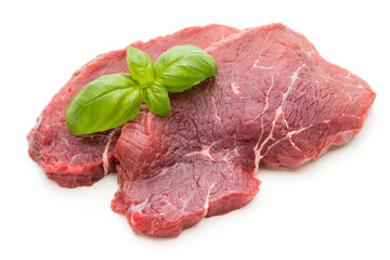 Fresh raw beef steak isolated on white.