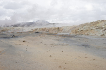 Fumarolen-Landschaft im Geothermalgebiet Námaskarð – Hverir / Nord-Island 