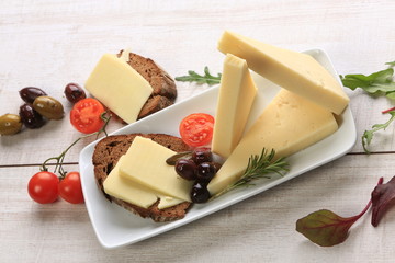 Slices of cheese arranged in a specific way