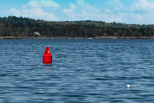 Red Buoy In Maine Bay