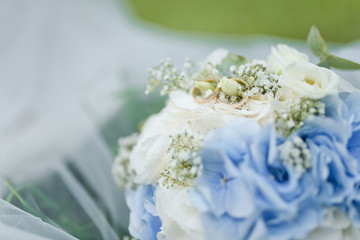 wedding flowers and  rings