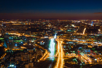 Naklejka na ściany i meble Aerial view cityscape at night