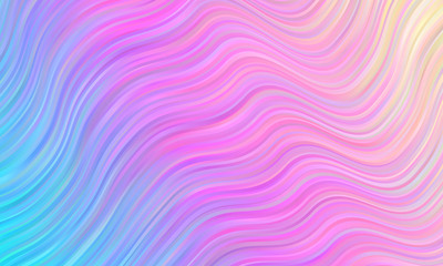 Vivid Gradient Distorted Wavy Stripes Vector Background. Holographic Pastel Rainbow Fluid Texture. Psychedelic Color Neon Surface in Cyan, Blue, Pink, Violet, Magenta and Yellow.