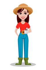 Female farmer cartoon character
