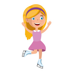 little girl skating sport vector illustration design