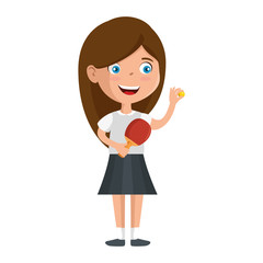 little girl playing ping pong character vector illustration design