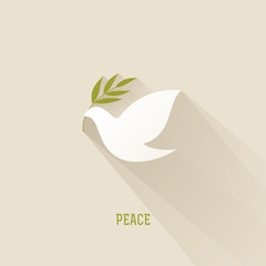Peace dove with olive branch. Vector illustration - obrazy, fototapety, plakaty