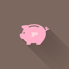 Piggy bank icon or logo. Vector illustration