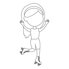 little girl skating sport vector illustration design