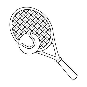 Tennis Racket And Ball Isolated Icon Vector Illustration Design