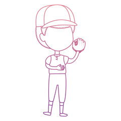 little boy playing baseball character vector illustration design