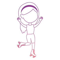 little girl skating sport vector illustration design