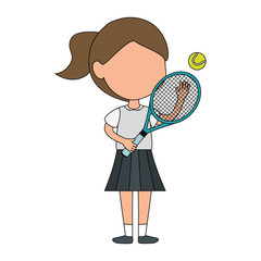 Obraz na płótnie Canvas little girl playing tennis character vector illustration design