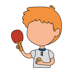 little boy with ping pong racket character vector illustration design