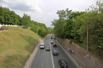 Fototapeta premium VLADIMIR, RUSSIA - MAY 18, 2018: View of an ancient Russian city founded in 1108. The capital of the Vladimir region. One of the tourist centers of the Golden Ring of Russia 