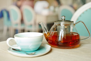 Serving for tea in a cafe