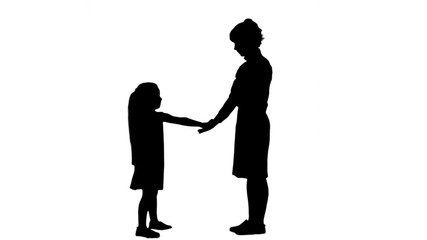 Silhouette Beautiful mother and daughter giving high five and smiling each other track matte