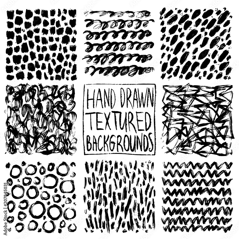 Poster hand drawn textures, template. hatching drawn pattern, vector design elements vector set of backgrou