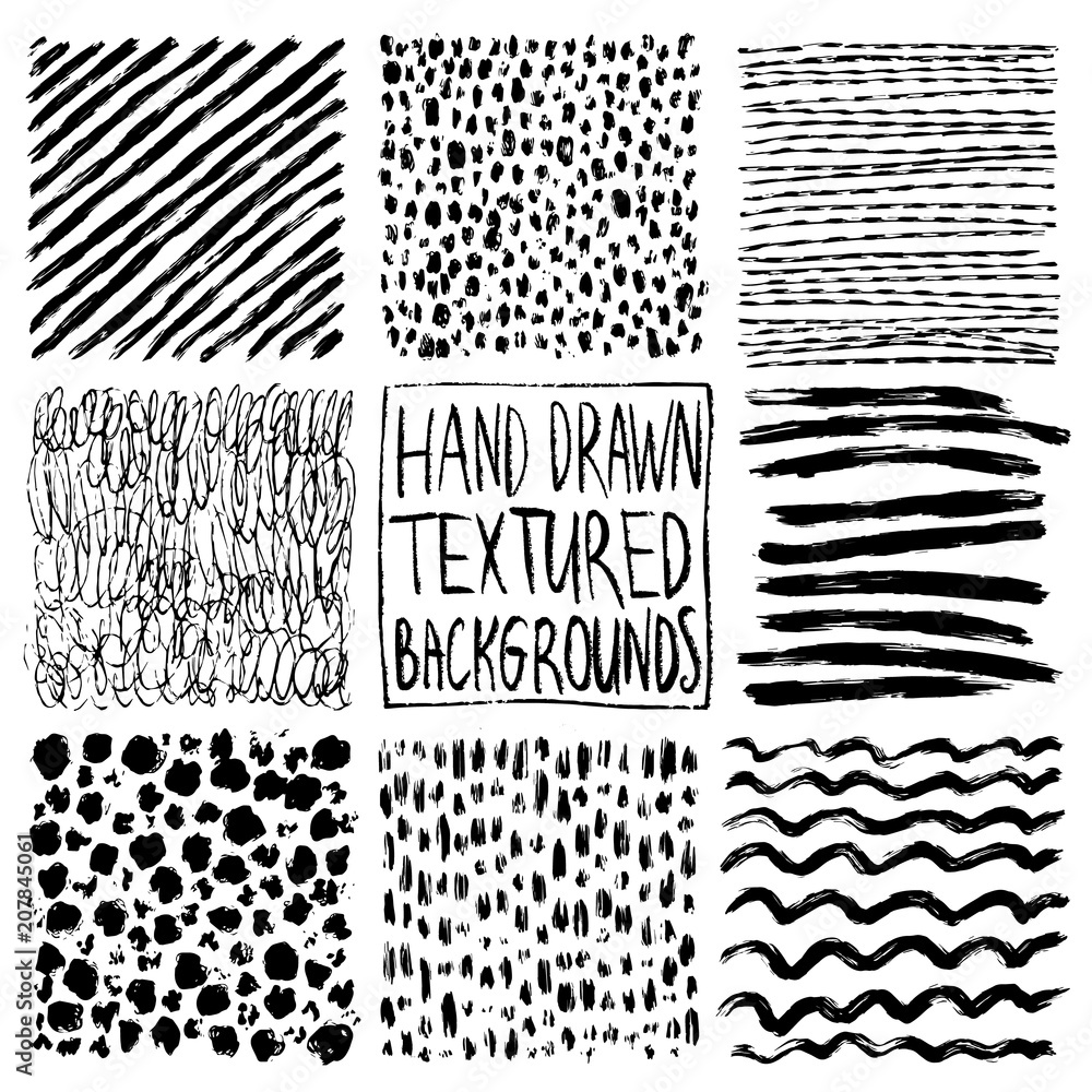 Poster hand drawn textures, template. hatching drawn pattern, vector design elements vector set of backgrou
