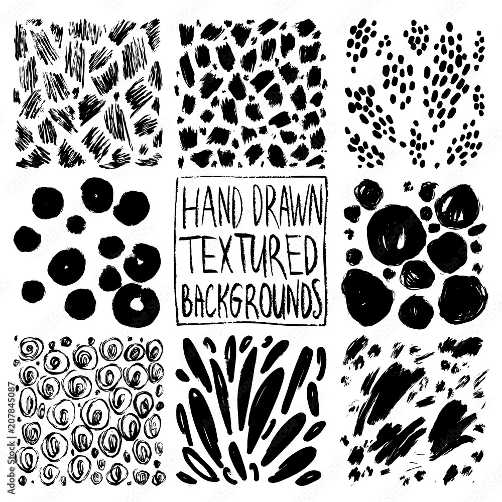 Poster hand drawn textures, template. hatching drawn pattern, vector design elements vector set of backgrou
