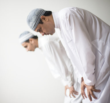 Muslim prayers in Ruku posture