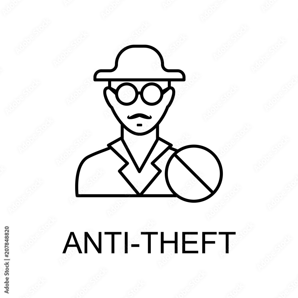 Poster anti theft outline icon. element of data protection icon with name for mobile concept and web apps. 