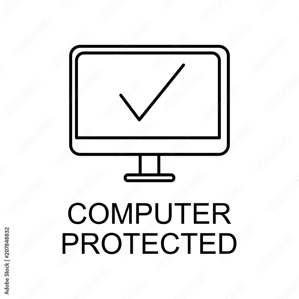 Poster computer protected outline icon. element of data protection icon with name for mobile concept and we