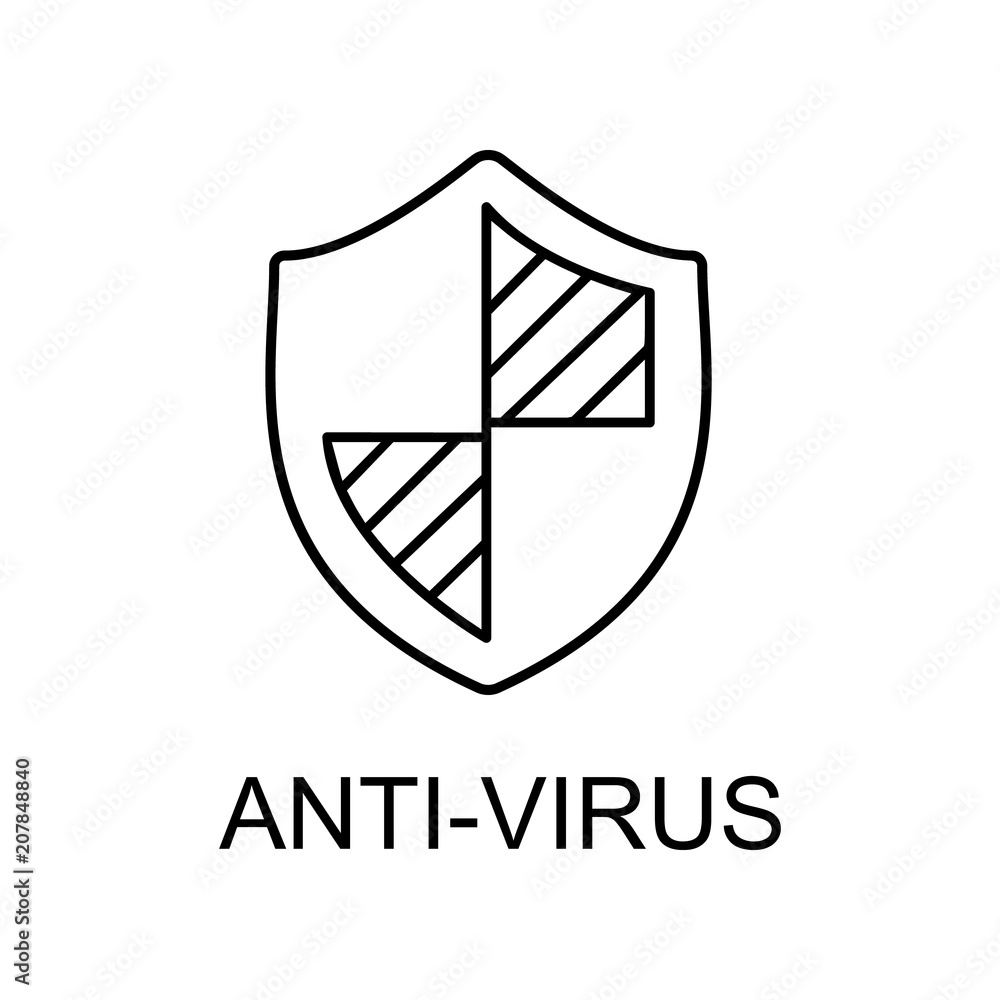 Poster anti virus outline icon. element of data protection icon with name for mobile concept and web apps. 