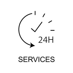 services 24 hour outline icon. Element of data protection icon with name for mobile concept and web apps. Thin line services 24 hour icon can be used for web and mobile