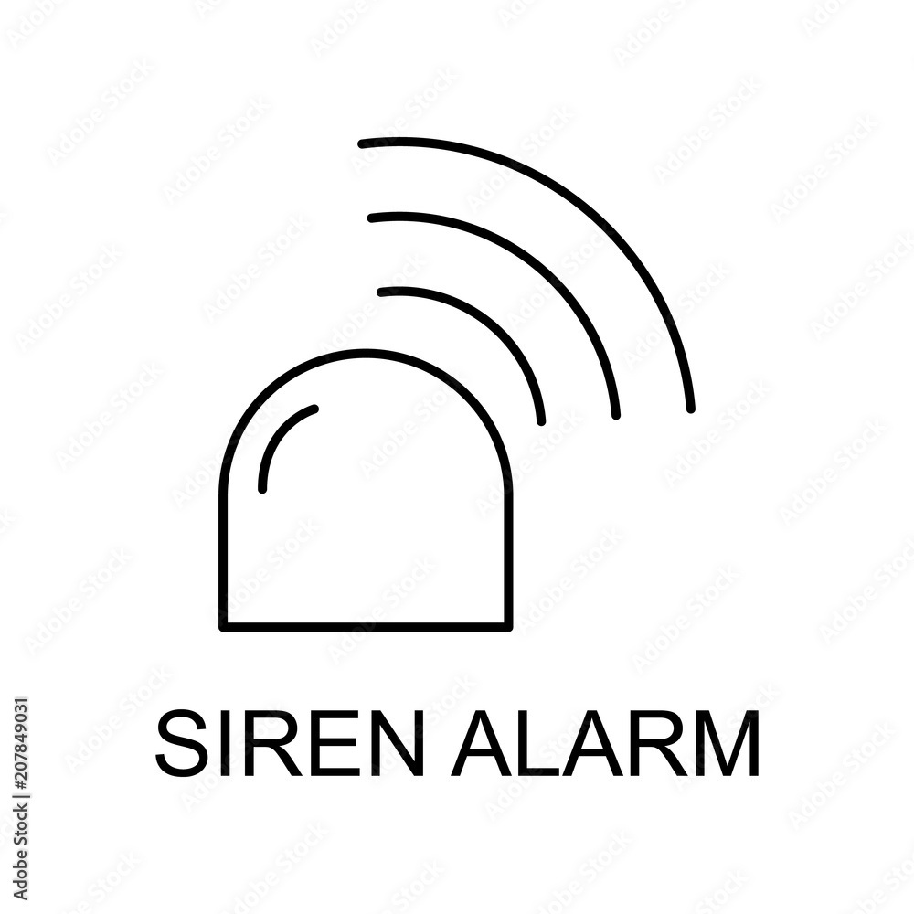 Poster siren alarm outline icon. element of data protection icon with name for mobile concept and web apps.
