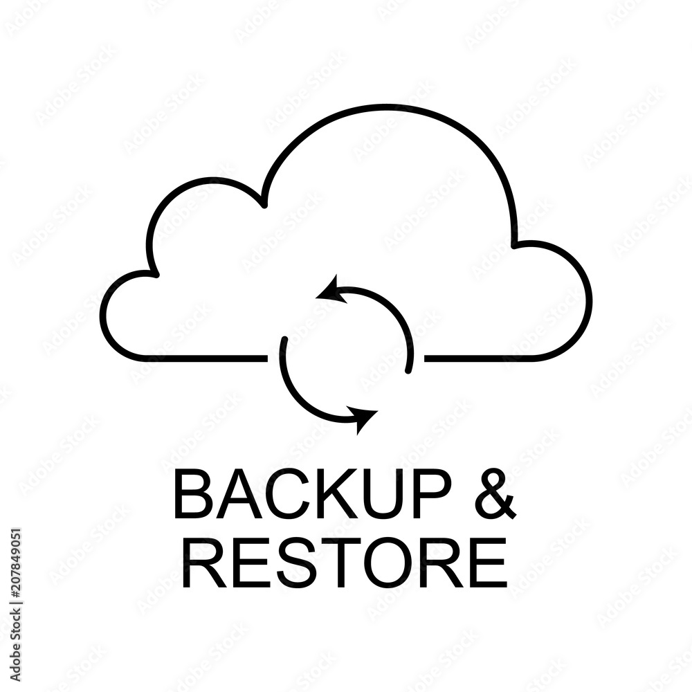 Poster backup and restore outline icon. element of data protection icon with name for mobile concept and we