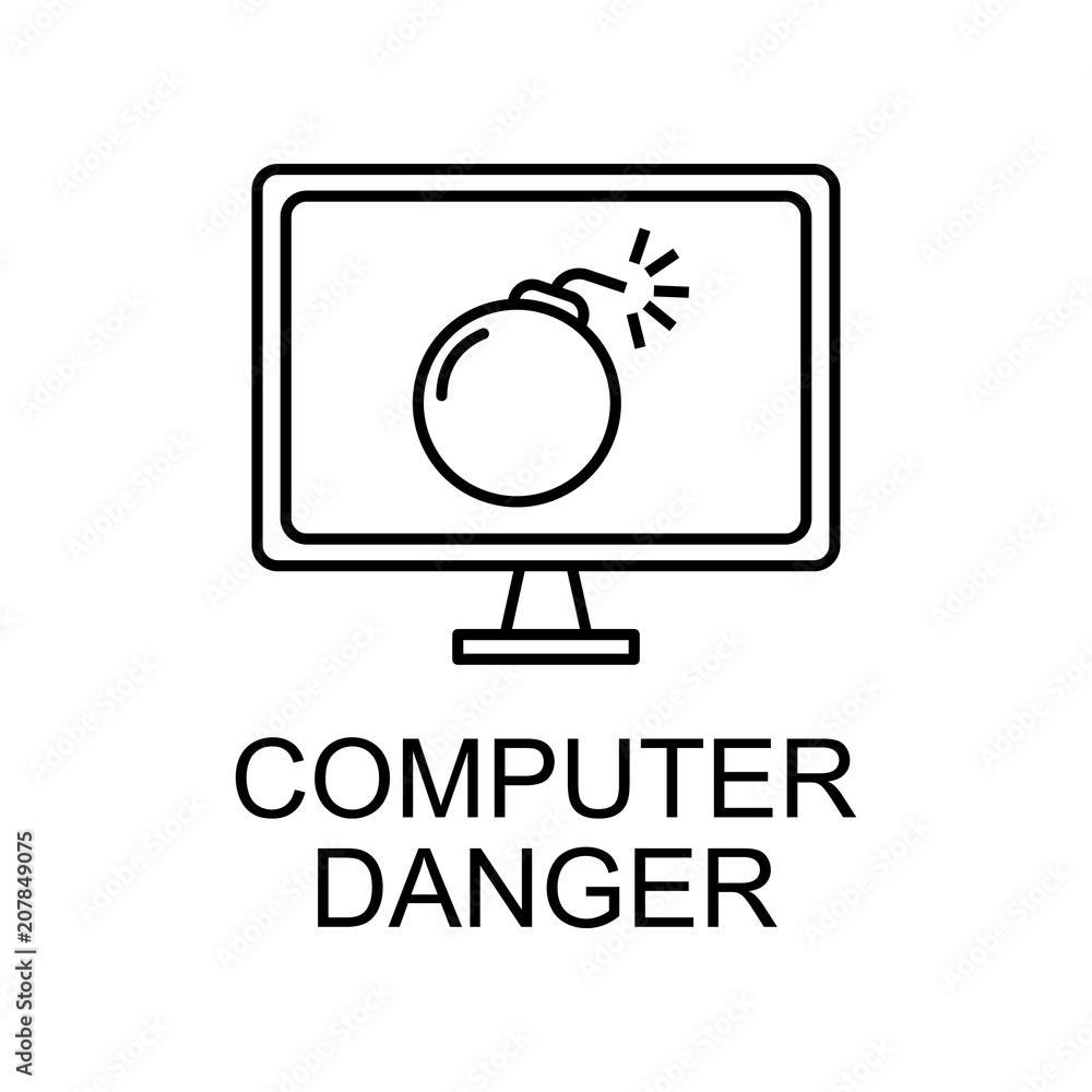 Fototapete computer in danger outline icon. element of data protection icon with name for mobile concept and we