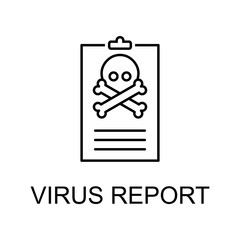 virus report outline icon. Element of data protection icon with name for mobile concept and web apps. Thin line virus report icon can be used for web and mobile