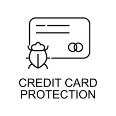 credit card protection outline icon. Element of data protection icon with name for mobile concept and web apps. Thin line credit card protection icon can be used for web and mobile