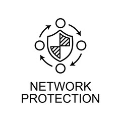 network protection outline icon. Element of data protection icon with name for mobile concept and web apps. Thin line network protection icon can be used for web and mobile