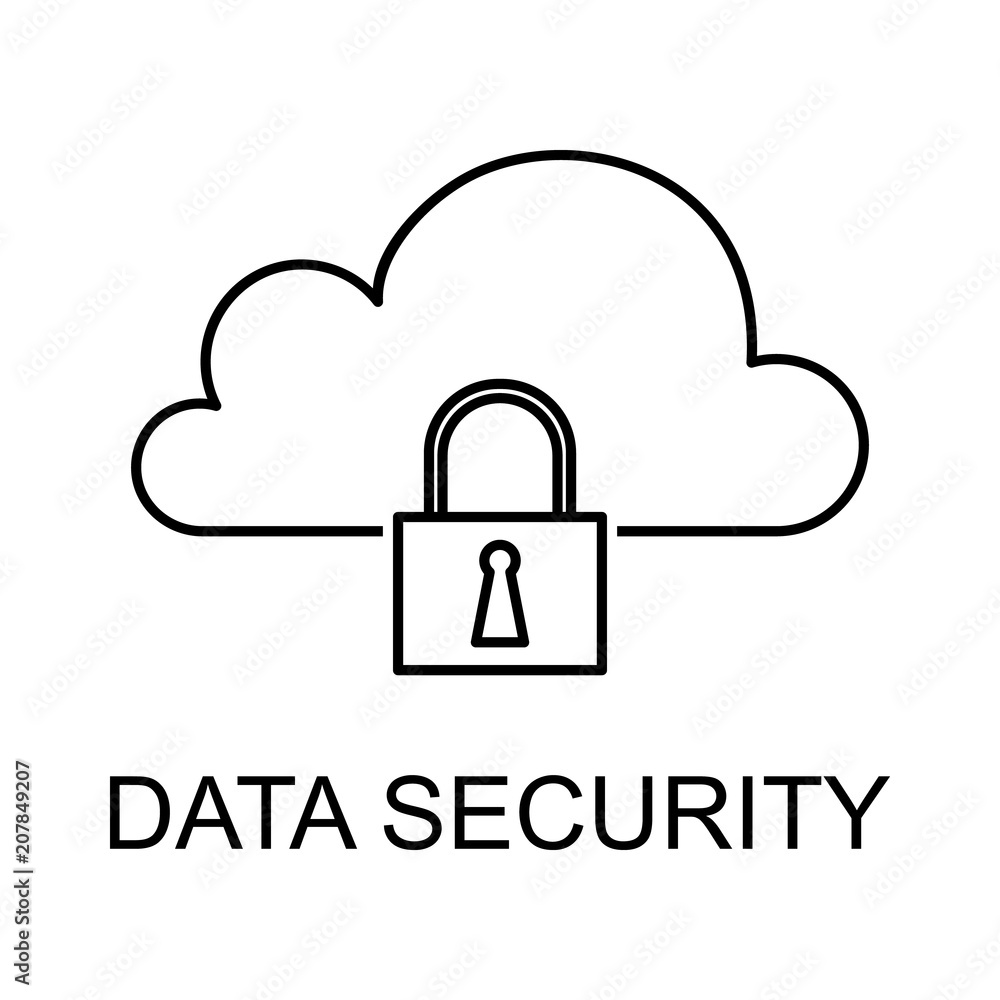 Poster cloud security outline icon. element of data protection icon with name for mobile concept and web ap