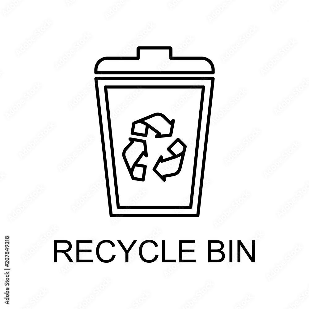 Poster recycle bin outline icon. element of data protection icon with name for mobile concept and web apps.