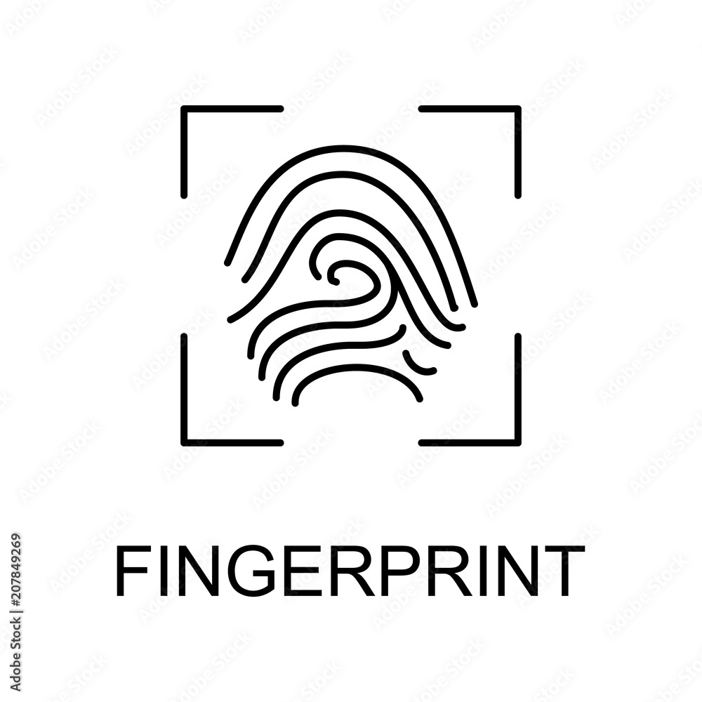 Poster fingerprint outline icon. element of data protection icon with name for mobile concept and web apps.