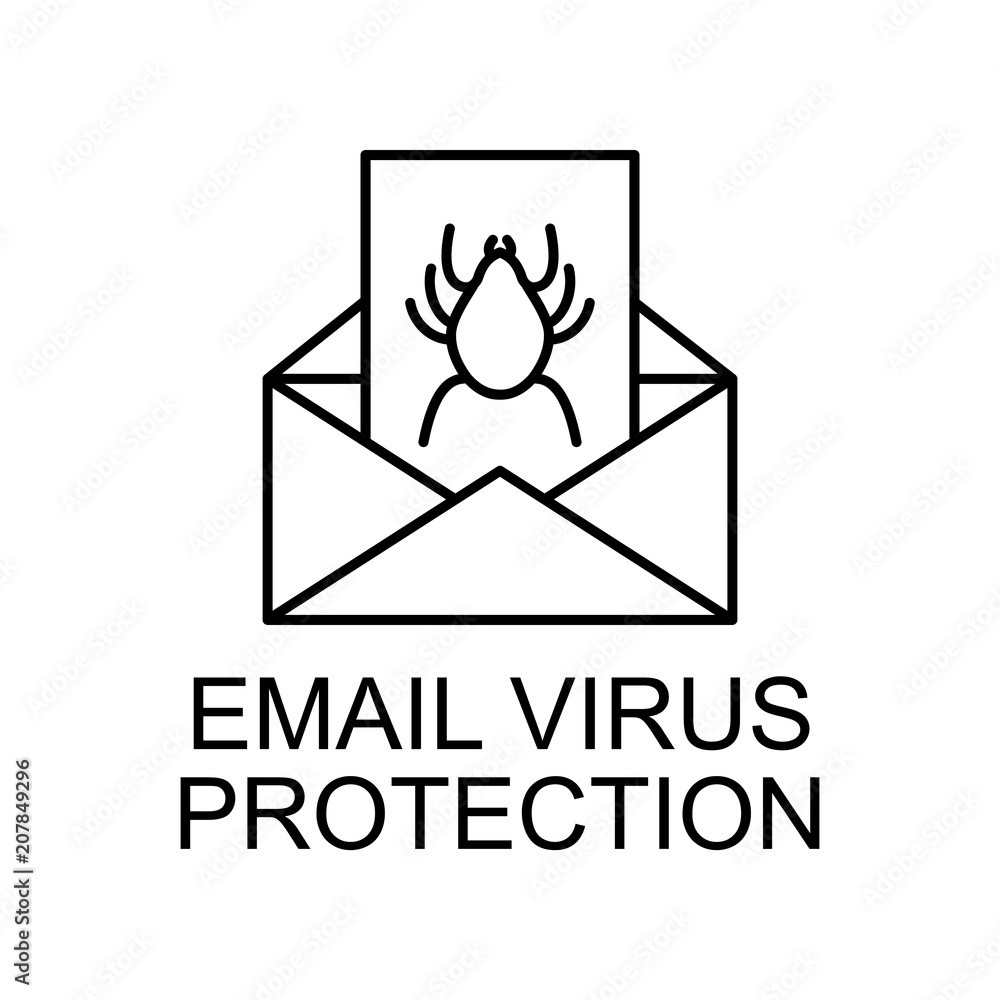 Poster email vires protection outline icon. element of data protection icon with name for mobile concept an