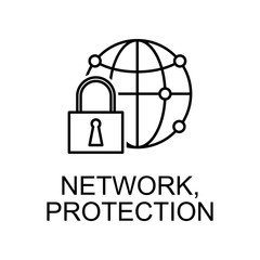 network protection outline icon. Element of data protection icon with name for mobile concept and web apps. Thin line network protection icon can be used for web and mobile