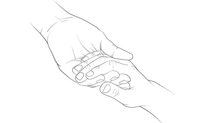 hand holding hand together vector
