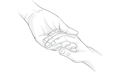 hand holding hand together vector