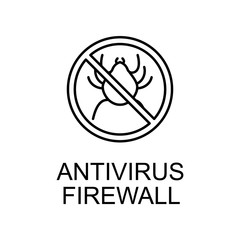 antivirus firewall outline icon. Element of data protection icon with name for mobile concept and web apps. Thin line antivirus firewall icon can be used for web and mobile