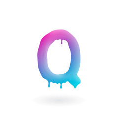 Letter Q logo. Colored paint character with drips. Dripping liquid symbol. Isolated art concept vector.