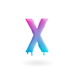 Obraz premium Letter X logo. Colored paint character with drips. Dripping liquid symbol. Isolated art concept vector.